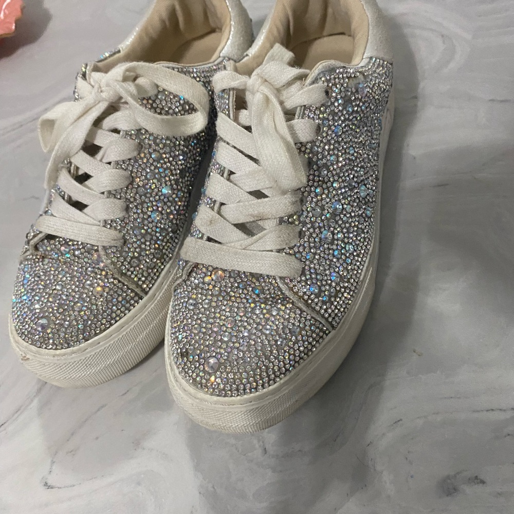 Betsey Johnson Silver and White Sneakers